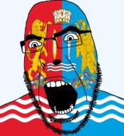 animal bird crown eagle flag flag:ivanovo_oblast full_head glasses hair ivanovo_oblast lion looking_to_the_right oblast open_mouth russia soyjak stubble teeth text torch transparent transparent_background variant:cobson // 721x789 // 279.2KB
