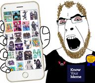 artist:conservativewaluigi award beard black_shirt brazilian_miku brown_hair gardevoir ghost glasses gooner hatsune_miku hex_maniac holding_object holding_phone knowyourmeme my_hero_academia nhentai open_mouth phone pokemon red_eyes splatoon variant:cobson xenoblade // 1261x1100 // 1.1MB