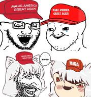 anime brainlet cap clothes crazed glasses hat inubashiri_momiji judaism maga open_mouth soyjak speech_bubble stubble subvariant:soyak_(crazed) text touhou variant:soyak variant:wojak video_game // 1428x1536 // 494.1KB
