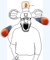 clothes glasses hat nerf open_mouth soyjak stubble variant:markiplier_soyjak // 815x976 // 112.0KB