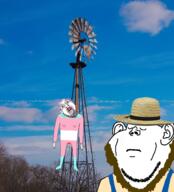 2soyjaks amish arm beard closed_eyes closed_mouth clothes dead ear full_body hand hanging hat irl_background its_over leg mustache neovagina pennsylvania rope sad soyjak straw_hat suicide text tranny variant:bernd variant:impish_soyak_ears windmill // 1428x1576 // 2.3MB