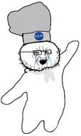 bloodshot_eyes chef clothes crying full_body glasses hat open_mouth pillsbury_doughboy scarf soyjak stubble variant:soyak // 322x541 // 53.6KB