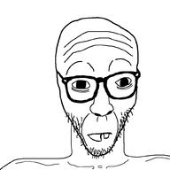 closed_mouth crooked_teeth eyebrows eyes glasses neutral nose stubble variant:casnatus wrinkles // 800x800 // 8.0KB