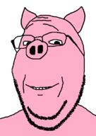 animal glasses pig pink_skin smile soyjak stubble subvariant:wholesome_soyjak variant:gapejak // 600x850 // 22.3KB