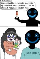 B_B_GHAST_(namefag) baby babyjak beanie blue_eyes family glasses hair happy pregnant recycled soy soylent soylent_(cacao) soylent_bottle the_master_of_stuff variant:soytan white_skin wholesome wholesome_100 // 1088x1592 // 930.2KB