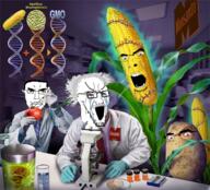 arm closed_eyes corn crying david_dees doctor glasses gmo grey_hair hand irl monsanto mustache mutant open_mouth potato science soyjak syringe variant:chudjak variant:cobson variant:soyak // 636x575 // 658.1KB