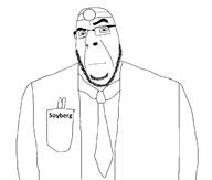 closed_mouth clothes doctor dr_cobstein glasses head_mirror necktie neutral soyjak stubble text variant:cobson // 2232x1896 // 123.2KB