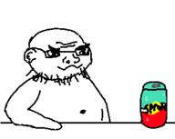animated arm can ear eating glasses hand holding_object oekaki oh_my_god_she_is_so_attractive open_mouth redraw soda soyjak sproke stubble tongue variant:soyak // 339x270 // 54.8KB