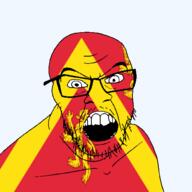 anglesey angry british flag flag:anglesey glasses hair lion looking_at_you mustache open_mouth soyjak stubble teeth united_kingdom variant:feraljak wales // 1500x1500 // 314.2KB