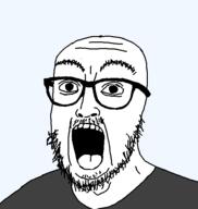 clothes glasses open_mouth soyjak stubble template tshirt variant:scientolojak // 560x592 // 27.5KB