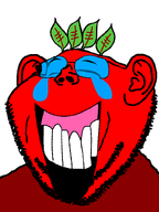 beetroot broot closed_eyes emoticon glasses happy joy laughing leaf open_mouth red_skin series:brootmoji smile stubble teeth transparent_background variant:impish_soyak_ears 😂 // 598x800 // 22.7KB