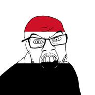 angry country flag glasses jacksepticeye looking_at_you mustache open_mouth soyjak stubble teeth variant:feraljak yemen youtube // 1500x1500 // 18.0KB