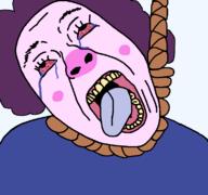 afro blue_shirt crying hair open_mouth pig pink_skin red_eyes rope squimpus_mcgrimpus suicide tongue variant:bernd // 771x723 // 42.7KB