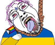 boylover_symbol flag flag:progress_pride_flag flag:ukraine glasses hair hanging happy holding_flag lgbt mustache oink pedophile pride_flag purple_hair smile soyjak stubble tattoo text tranny ukraine variant:bernd yellow_teeth // 880x719 // 358.1KB