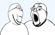 2soyjaks glasses open_mouth soyjak stubble template variant:alijak variant:gapejak // 627x403 // 69.3KB