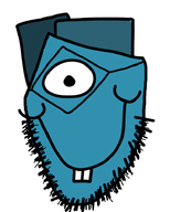 artist:ion blue_skin buckteeth diamond_glasses funny_head head_only ion_(user) no_nose no_shading one_eye small_pupils smile snca_user stubble variant:gapejak // 600x750 // 130.5KB