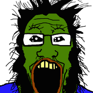 amphibian beard clothes first_pepe_image frog glasses green hair nas:pepe open_mouth pepe pepe_the_frog soyjak variant:markiplier_soyjak yellow_teeth // 600x800 // 39.7KB