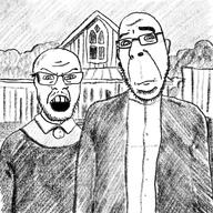 angry closed_mouth clothes drawfag drawing glasses soyjak stubble unhappy variant:cobson variant:feraljak // 2000x2000 // 2.7MB