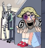 67 67_kid 7 among_us black_and_white black_eyes blood chin clothes crying eyes forehead forehead_lines forehead_wrinkles glasses great_meme_reset gums hair hand jerma985 malice nose open_mouth soyjak streamer stubble sus sussy teeth terminator text transparent_background variant:el_perro_rabioso variant:jermajak vein video_game white_skin yellow_hair