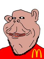 amerimutt black_eyes black_sclera brown_skin clothes ear lips mcdonalds meta:tagme mutt stubble subvariant:henry teeth // 700x933 // 26.5KB