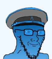 arrow blue_skin calm cap closed_mouth clothes glasses hat military_cap military_hat officer_cap police_hat series:arrow_police smile stretched_chin stubble tinted_glasses variant:soyak // 850x950 // 46.1KB