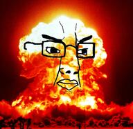angry bomb closed_mouth fire glasses objectsoy soyjak variant:chudjak // 528x514 // 498.4KB