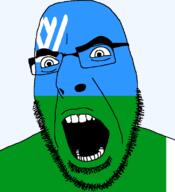 autonomous_okrug flag flag:khanty-mansi_autonomous_okrug full_head glasses hair khanty-mansi_autonomous_okrug looking_to_the_right open_mouth russia soyjak stubble teeth text transparent transparent_background variant:cobson // 721x789 // 21.6KB