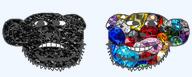 2soyjaks artist:crimsonvoidhydra1488 beard coal coal_skin ear frown gem gem_skin redraw smile transparent_background variant:impish_soyak_ears // 481x194 // 110.0KB