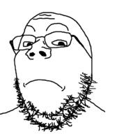 closed_mouth frown glasses soyjak stubble variant:gapejak // 686x726 // 105.1KB