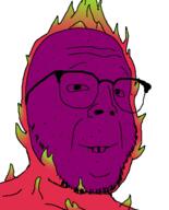 buck_teeth dragonfruit food foodjak fruit glasses purple_skin smile soyjak stubble variant:buckteeth_soyjak // 400x494 // 48.7KB