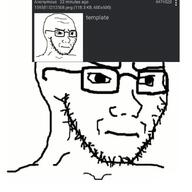 2soyjaks closed_mouth clothes concerned frown glasses hat qa_(4chan) screenshot soyjak stubble text variant:soyak // 1080x1080 // 201.7KB