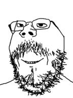 beard brainless closed_mouth glasses mustache retard smile soyjak stubble variant:gapejak // 600x800 // 22.9KB