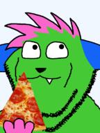 :3 artist:ilovy brimmiest_comments_section☣️☣️☣️_do_not_enter☣️☣️☣️ dont_touch_my_pizza dyed_hair ear epic_face eyes fangs fur furfag furry green_skin holding_object kevin nyanwolf pizza teeth variant:impish_soyak_ears zombycare // 598x800 // 164.8KB