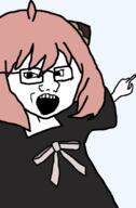 anime anya_forger child clothes dress female femjak glasses hair hand nose pink_hair pointing soyjak spy_x_family variant:soyak // 553x845 // 14.9KB