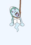 ack arm artist:Juaco bloodshot_eyes button cartoon clothes connie_(dandy's_world) crying dandy's_world female ghost hair hanging hat light_blue_skin open_mouth rope suicide tail variant:bernd // 1400x2000 // 94.0KB