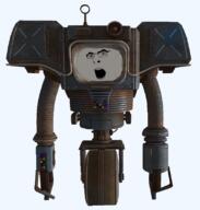 fallout fallout_new_vegas glasses grey_eyes robot securitron variant:cobson wheel // 757x796 // 431.0KB