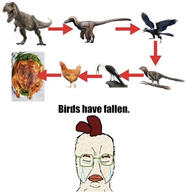 beak bird chicken chicken_little crying dinosaur evolution food reptile subvariant:chudjak_front variant:chudjak // 1284x1317 // 524.3KB