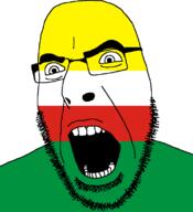 country flag flag:lubusz full_head glasses hair looking_to_the_right lubusz open_mouth poland soyjak stubble teeth text variant:cobson voivodeship // 721x789 // 19.4KB