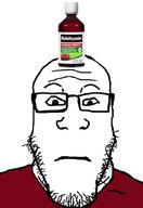 closed_mouth cough_medicine fan glasses looking_at_you neutral op_is_a_retarded_lazy_faggot_for_not_tagging_his_own_shit raised_eyebrows red_shirt robitussin subvariant:neutralplier variant:markiplier_soyjak // 600x875 // 63.7KB