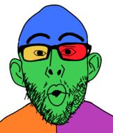 colorful ear glasses open_mouth stubble thick_eyebrows variant:nojak // 443x523 // 7.8KB
