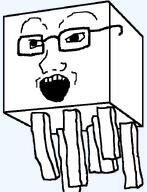 artist:anonymous_sage! ghast glasses minecraft open_mouth soyjak teeth variant:soyak // 553x724 // 23.6KB