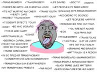 ack flag:transgender_pride_flag glasses greentext grey_skin npc open_mouth pink_hair quote soyjak stubble teeth text tongue tongue_out tranny transgender_flag troon variant:bernd yellow_teeth // 4032x3024 // 1.4MB
