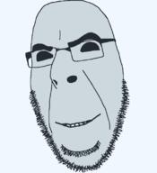 alien closed_mouth emoticon glasses grey_alien grey_skin series:soymoji smile smug soyjak stubble variant:cobson // 721x789 // 23.0KB