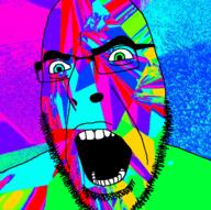 blue_eyes eyes_like_the_o-o-cean glasses green_eyes hair heterochromia open_mouth soyjak stubble teeth trend:colorjak variant:cobson // 722x720 // 761.5KB