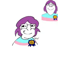 award flag:transgender_pride_flag glasses meta:bait meta:not_oc purple_hair real_woman_award subvariant:59_percent subvariant:bridget tranny transgender_flag troon variant:bernd variant:gapejak variant:troonjak // 1000x1000 // 61.6KB