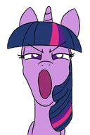 animal animal_ears ear hair horn meta:barely_a_soyjak my_little_pony open_mouth pony twilight_sparkle unicorn variant:a24_slowburn_soyjak variant:reaction_soyjak