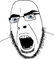 beard blue_eyes eyebrows glasses lips looking_to_the_left open_mouth stubble subvariant:modern_cobson teeth thick_eyebrows variant:cobson // 775x849 // 49.2KB