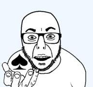 bbc clothes glasses hand merge perro_hold queen_of_spades series:fusionjaks soyjak stubble variant:cobson variant:el_perro_rabioso // 430x400 // 8.5KB