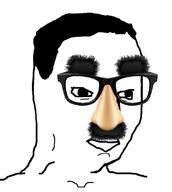 closed_mouth disguise glasses groucho_marx_glasses hair mustache soyjak variant:chudjak // 724x806 // 116.4KB
