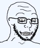 closed_mouth crazed glasses gritting_teeth happy looking_at_you monochrome pout soyjak stubble subvariant:soyak_(crazed) template transparent_background uncanny variant:soyak // 665x800 // 46.1KB